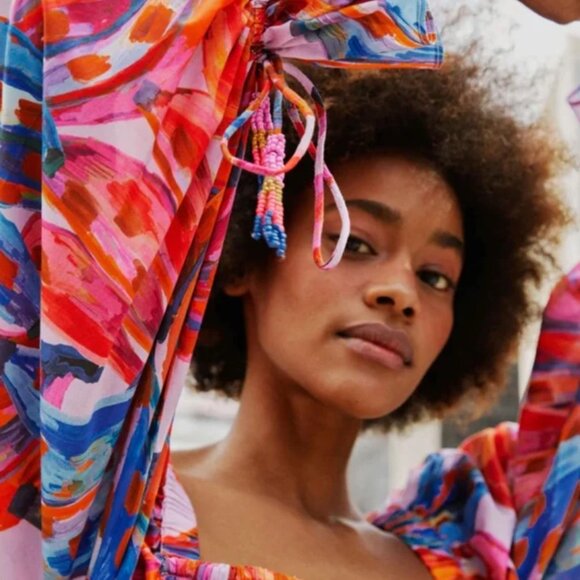 FARM RIO Colorful Bananas Puff Sleeve Maxi Dress - Picture 7 of 10